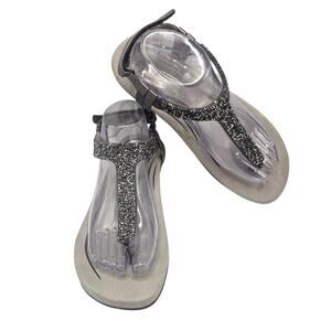 Aetrex Gunmetal Jade Sparkle Thong Orthotic Sandals Women's Size 10